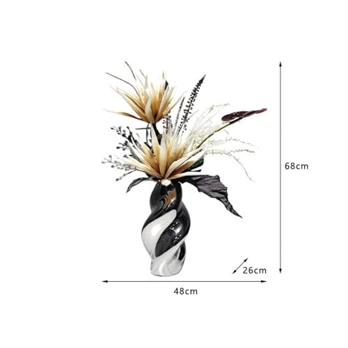 Fausses fleurs de luxe avec vase en céramique pour table à manger et salon