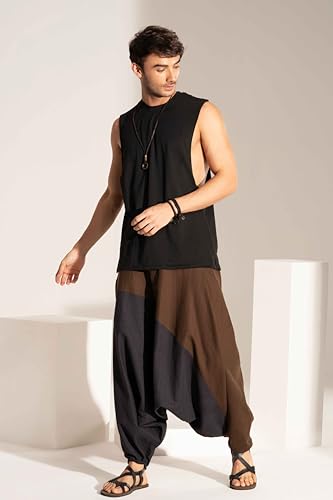 Image of The Veshti Company Stylish Harem Pants for Men's Cotton Hippie Style Baggy Oversized Yoga Pajama Pant