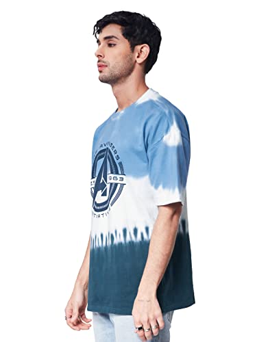 Image of The Souled Store| Official Marvel: Avengers Initiative (Tie Dye) Mens and Boys T-Shirts |Half Sleeve| Oversized fit Graphic Printed| 100% Cotton Multicolored Oversized T-Shirts
