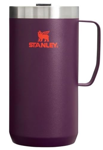 STANLEY Stay-Hot Camp Mug 24 oz | Press Fit Drink Through Lid | Cup for Coffee, Tea and Drinks | Insulated Stainless Steel Coffee Mug | BPA-Free | Plum