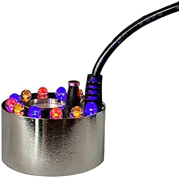 Halloween Lights Mist Maker,Halloween Fog Machine Ultrasonic Mist Water Pond Fogger 12 LED Red Yellow and Blue Light Flashes for Halloween Party Decorations and Rockery Fishtank Vase Birdbath Deco