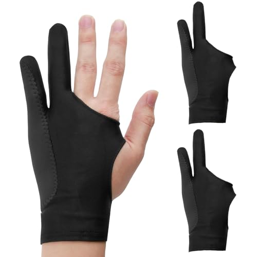 Künstler Zeichenhandschuh, Drawing Glove, 3 Lagen 2 Finger Handschuh,Handschuhe zum Schutz vor Verschmutzung und versehentlicher Berührung,für Bleistiftmalerei/grafiktablett/Tablet (2pcs)