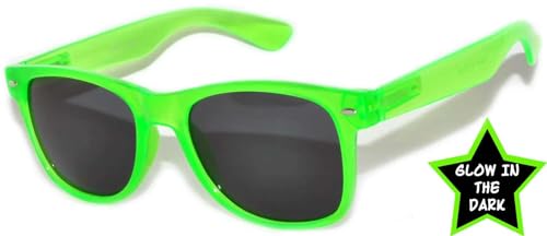 Image of Glow in the dark Smoke Lens Sunglasses Colored Frame 5 Pack OWL turquoise red green yellow
