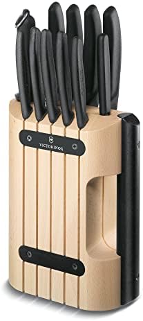 Victorinox Swiss Classic Cutlery, 11 Pieces Block Knife Set, Set of 11, Black, 6.7153.11