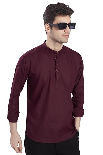 Image of DIVISIVE Men's Slim Fit Full Sleeves Cotton Short Kurta