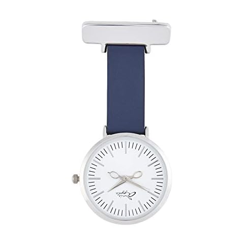 Annie Apple Designer Navy Blue Leather Strap White Silver Dial Scissor Hands Nurses Nurse Beautician Hairdresser Fob Pocket Watch Cover