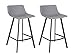 Meubletmoi - Sgabello da bar in simili grigio chiaro, base poggiapiedi in metallo nero, design industriale, comodo, set di 2