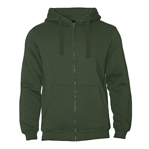 ROCK-IT Apparel Hombres Premium Chaqueta con Capucha Naked [Color sólido sin Etiqueta o impresión] Sudadera con Cremallera Workerhoodie Pullover Hoody [S-5XL] Verde Oliva 5XL Cover