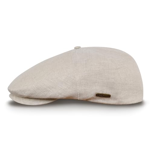 Sterkowski Modell Swede | 100% Naturleinen Schiebermütze für Herren und Frauen | Cabrio Sommer Flatcap Irische Retro Newsboy Hut Outdoor-Hut Gastby Klassische Golf Leichte Beige 60
