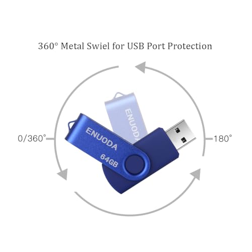 Image of 64GB Flash Drive ENUODA 1 Pack Thumb Drive 64GB USB 2.0 Memory Stick Jump Drive Pen Drive for File Storage and Data Transfer (Blue)