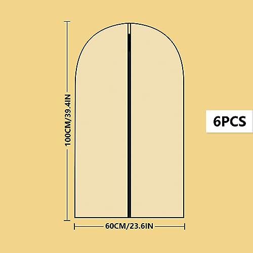 6PCS Garment Bags 60 x 100cm Waterproof Clothes Covers Protector Bags with Zip - Image 2
