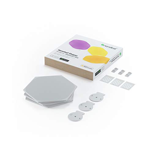 Nanoleaf Shapes Hexagon Expansion Pack, 3 LED Smart Light Panels - Dimmable & Modular Wi-Fi Wall Mood Lights, Works with Alexa Google Assistant Apple Homekit, for House Room Decor or Desk