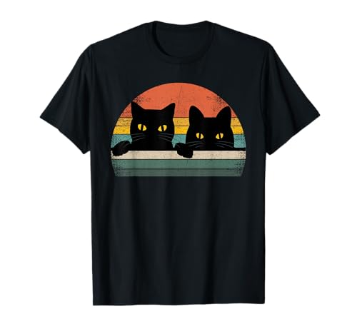 Black Cat Vintage Retro Style - Cats Lover Gift T-Shirt