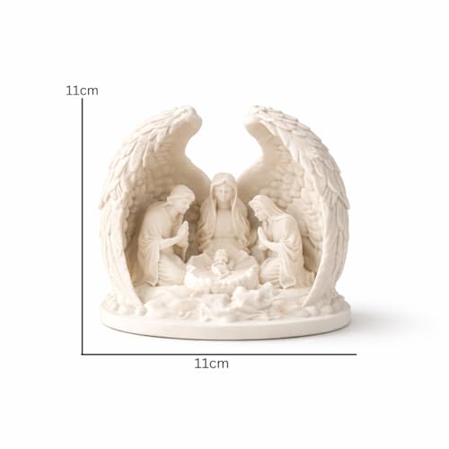 Image of Illuminated Angel Wings Holy Family LED Tea Light - Warm Glow Eco Friendly Home Decor Lamp
