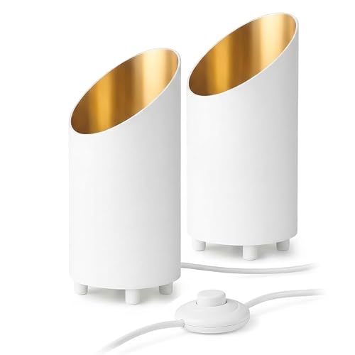 Lampes de sol blanc-or LED GU10 SSC-LUXon AUREVA - Lot de 2 luminaires de chevet en aluminium 22 cm