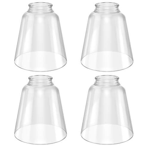 Image of 4 Pack Clear Glass Shade Replacements, Bell Shaped Glass Shade Covers, 4.72 inchHigh, 4.72 inchDiameter,2.12 inchFitter, High Transmittance Trapezoidal Lampshade