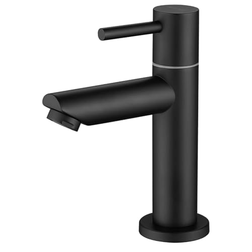 CECIPA Robinet Eau Froide Noir avec Bulleur Rechange, Mitigeur Lavabo Mélangeur Salle de Bain avec Bec Hauteur 93.4 mm Pour WC, Salle de Bain