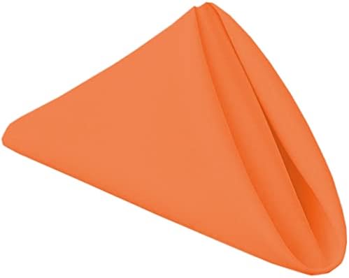 PLOYMONO Orange Heavy Duty Cloth Napkins - 17 x 17 Inch Solid Washable Polyester Dinner Napkins - Set of 8 Napkins with Hemmed Edges - Great for Weddings, Parties, Banquets Dinner & More