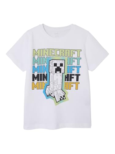 NAME IT NKMJIN Minecraft SS Top Box Noos BFU, Camiseta Niños, Bright White,