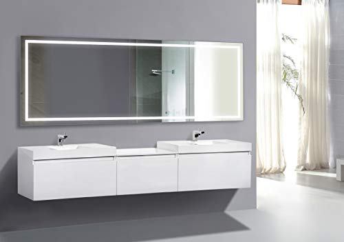 Krugg | Large 96 Inch X 36 Inch LED Bathroom Mirror | Lighted Vanity Mirror Includes Defogger | Wall Mount Vertical or Horizontal Installation | - Image 6