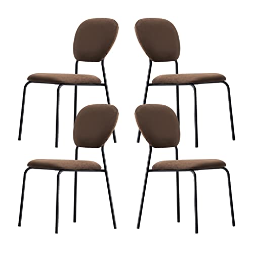 SJIALEN Dining Chairs Set of 4, Stackable Household Backrest Chair Velvet Makeup Chair Living Room Bedroom Upholstered Chairs Kitchen Chair (Color : Brown, Size : 45x48.5x85cm)