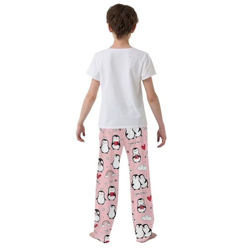 ZZXXB Penguin You and Me Boys Long Pants Soft Trousers Elastic Waist Kids Lounge Bottoms with Pockets S-XL3