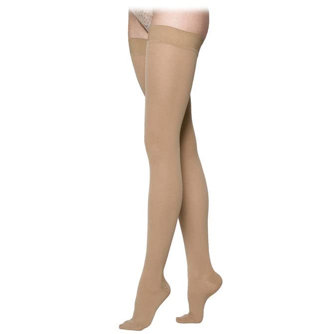 Image of SIGVARIS Women's COTTON 230 Closed Toe Grip Top Thigh High Compression 20-30mmHg