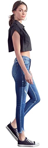 Kan Can Women's Mid Rise Ankle Skinny Jeans (Medium Blue (Rise 9.25"/Inseam 27") KC2508M, 27)2