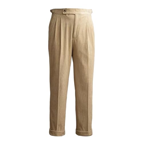 Corduroy Pants Men Stretchy Dress Casual Tapered Trousers Winter Design Buckle Pant Tailored Classic Fit Business Pantalones3