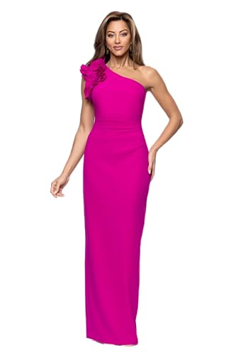 Xscape Women's Scuba Crepe One Shoulder Sleeveless Floor Length Dress, New Fuchsia, 12