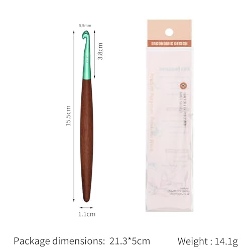 Crochet ergonomique aiguille aluminium manche bois pull écharpe 8pcs - 7