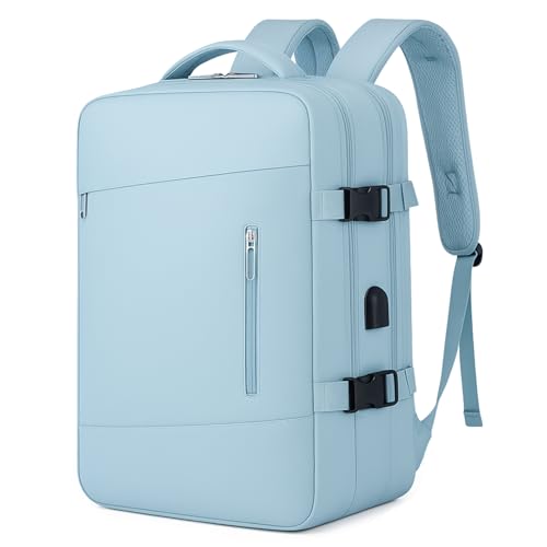 [ASSISTA O VÍDEO] Mochila Viagem Avião Aeroporto Low Cost Expansível Reforçada Impermeável Bagagem de Mão (AZUL) - CODATECH