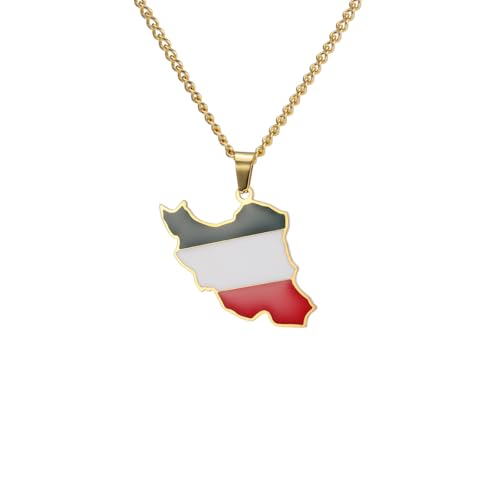 For Iran Map Stainless Steel Map Pendant Necklaces Jewelry Gold Color Items for Bridal Women Man Gifts Party Earrings Sets Jewel