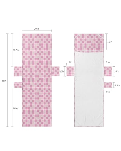 Pink Cherkered Beach Lounge Chair Towel Cover, Soft Chaise Lounge Towel with Side Pockets Patio Pool Chairs Cover for Beach/Pool Sunbathing 29x85 Pink Ombre Buffalo Plaid