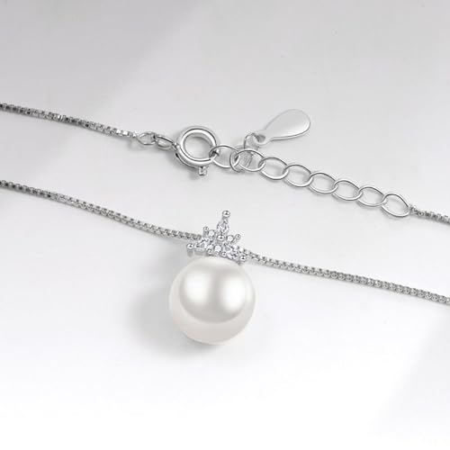 Collier pendentif couronne en perle d'eau douce pour cadeau mixte unique