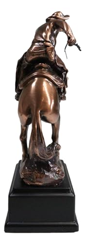 Estatua vaquero con caballo encabritado de resina y acabado bronce miniatura 6