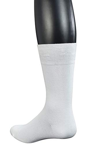 Image of Yomandamor Men's 5 Pairs Bamboo Extra Wide Top Crew Dress Socks