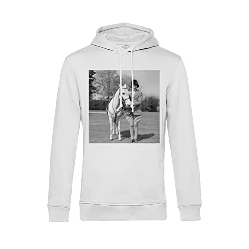 Sweat reine d'Angleterre avec cheval enfant pull vintage noir et blanc pour l'école et le poney