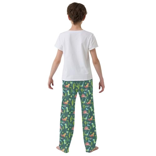 ZZXXB Dino Cacti Boys Long Pants Soft Trousers Elastic Waist Kids Lounge Bottoms with Pockets S-XL3