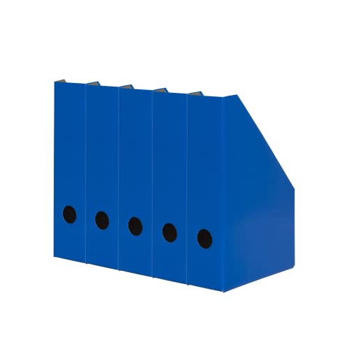 Landre - Juego de 5 coleccionistas de pie (A4, cartón resistente, 7 cm de ancho, tamaño grande), color azul Cover