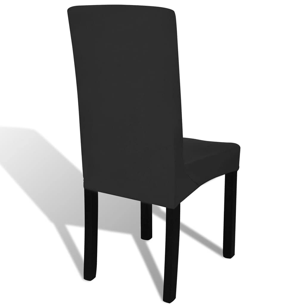 Mangloder Stretch Stuhlhussen schwarz 4 Stück, elastisch, rutschfest und waschbar, 10 Prozent Elasthan, passend für Rückenlehne 46 bis 55 cm, Esszimmer, Party und Hochzeit