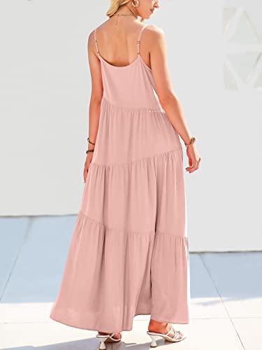 Image of ANRABESS Women Summer Casual Loose Sleeveless Sundress Spaghetti Strap Flowy Boho Linen Beach Vacation Maxi Long Dress