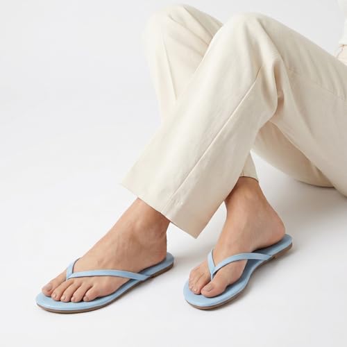 Image of mazeskin Women's Memory Foam Comfortable Flat Thong Sandals Dressy Summer Beach Leather Slide Flip Flops