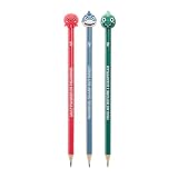 Back2Fun - Zestaw 3 ołówków dla dzieci Ocean Friends, Grafitowe Ołówki Hb z zabawnymi cytatami, wytłaczane figurki zwierząt morskich, czarny kopalń, Kawaii Papeteria dla szkoły