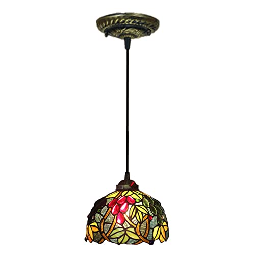 Lustre en vitrail de style raisin, une suspension d'artisanat d'art pour salle à manger