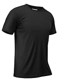 TACVASEN Camiseta Protección Solar Hombre Camisa de Playa de Manga Corta Camiseta de Natación de Secado Rápido Top de Protección UV Camiseta UPF 50+ Negro