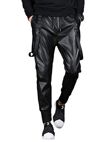 Buy Idopy Men`s Faux Leather Joggers PU Motorcycle Harem Sweat