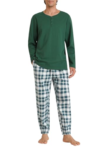 Latuza Men's Cotton Pajama Set Long Sleeve Henley Top Flannel Pants with Pockets