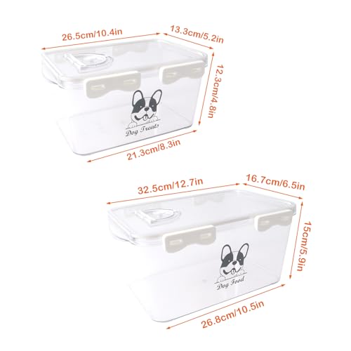Hundefutter Aufbewahrung 2er-Pack Luftdichte Hundefutter Vorratsbehälter Transparenter Kunststoff in Lebensmittelqualität Hundefutter Behälter, Futterbehälter Hund 4-5 kg Tierfutter Hundefutterbox