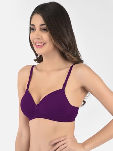 Image of Softline Women's Cotton-Rich Wire-Free Padded Bra | Full Coverage, Seamless & Breathable for Everyday Comfort | Soft Fabric with Supportive Fit for All-Day Wear